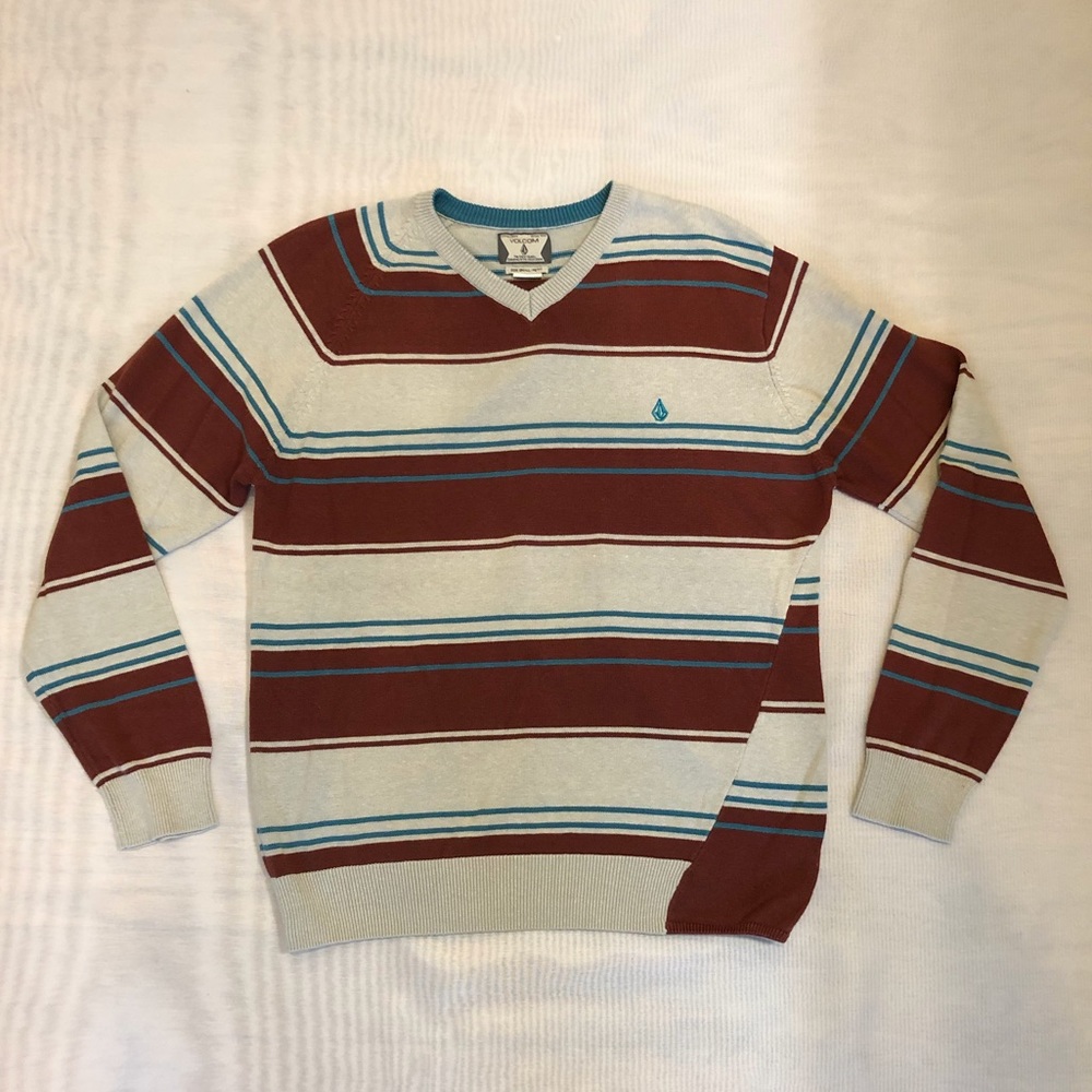 Men’s Volcom striped V-Neck sweater